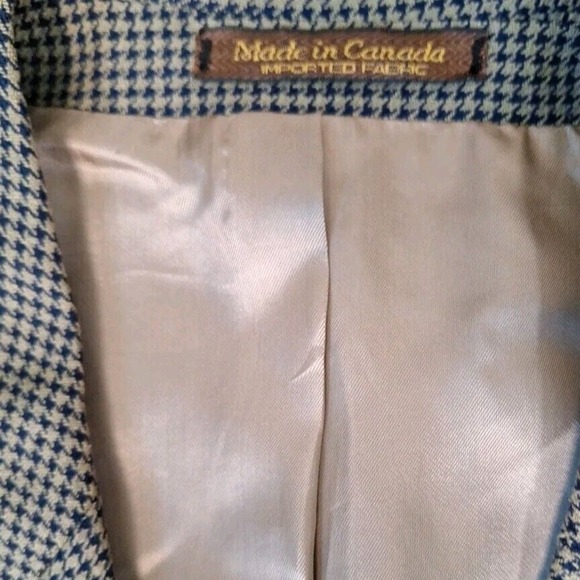 Vintage 90s Oversized Houndstooth Check Blazer Sport Coat Men Size 41 Silk Blnd - Picture 8 of 8